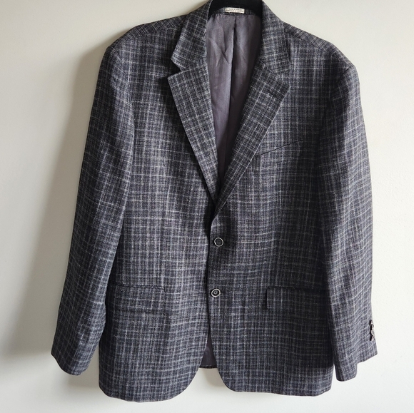 Linen Silk Wool Blend Grey Charcoal lightweight Blazer Suite Jacket Sports Coat - Picture 2 of 16